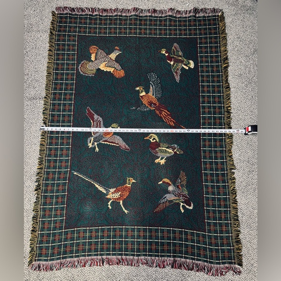 Goodwin Weavers Pheasants & Ducks Tapestry Woven Blanket made in the USA! VTG! - Picture 2 of 16